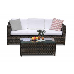 Luxury 3er Gartensofa mit Coffee Table braun