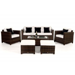 Luxury Deluxe Rattan Gartenmöbel 3er Lounge Braun