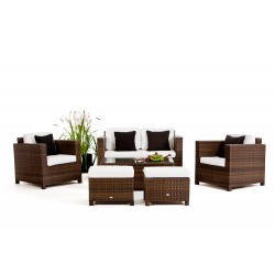 Luxury Deluxe Rattan Gartenmöbel Lounge Braun