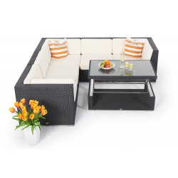 Elsa Rattan Gartenmöbel schwarz multifunktional