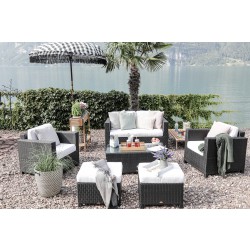 Luxury Deluxe Rattan Gartenmöbel Lounge Schwarz