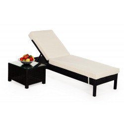 Adria Rattan Gartenmöbel Liege Beistelltisch Schwarz