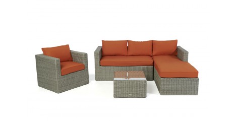 Rattan Lounge Brooklyn Grey round, Überzug Orange