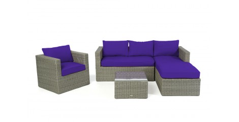 Rattan Lounge Brooklyn Grey round, Überzug Violett