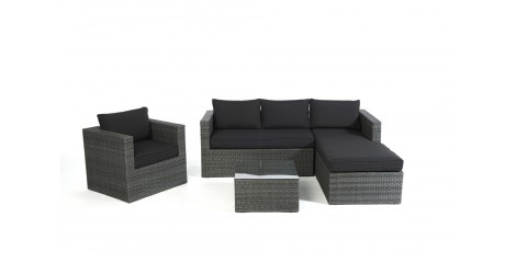 Rattan Lounge Brooklyn, Überzug Schwarz