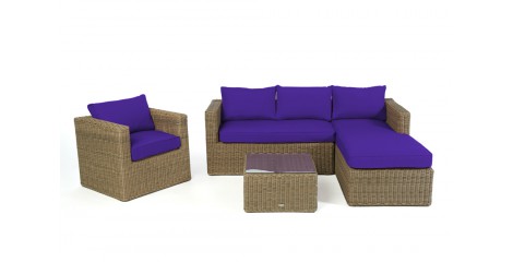 Rattan Lounge Brooklyn Natural round, Überzug Violett