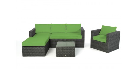 Rattan Lounge Brooklyn rechts, Überzug Grün
