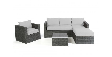 Rattan Lounge Brooklyn, Überzug Grau