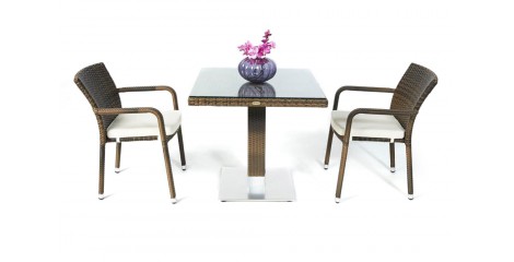Rattan Gartentisch Set Balcony mit Orlando Stühlen