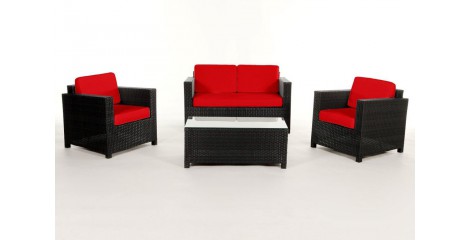 Rattan Gartenmöbel: Überzugsset Rot für Luxury Lounge