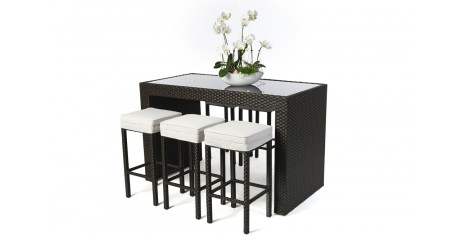 Rattan Gartenmöbel Bar Black Glass Braun