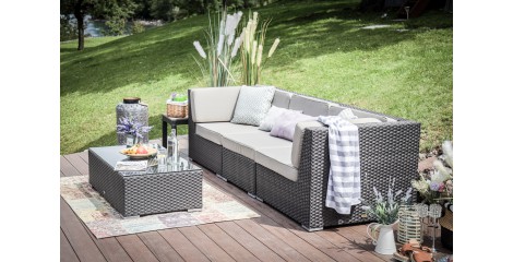 Gartensofa Rattan Geflecht braun