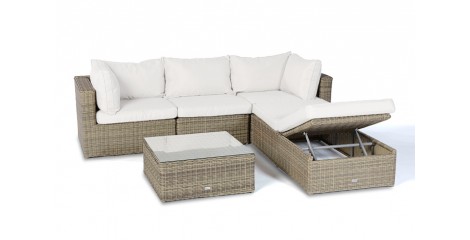 Kuala Rattan Lounge Rattanmöbel natural, Bezüge beige