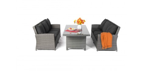 Lea Rattan Lounge Dining Tisch Set mix grau