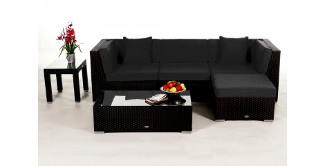 Leonardo Rattan Gartenmöbel: Überzugsset Schwarz