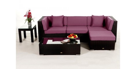 Leonardo Rattan Gartenmöbel: Überzugsset Lila