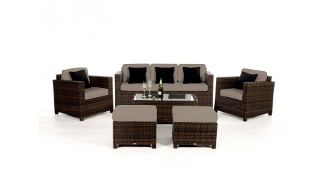Rattan Gartenmöbel: Überzugsset Sandbraun für Luxury Deluxe 3er Lounge