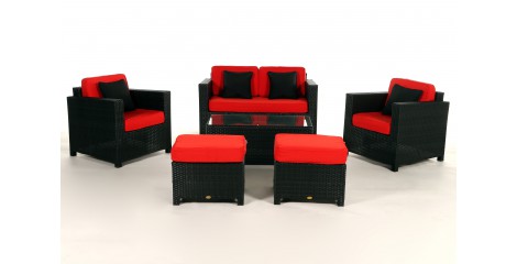 Rattan Gartenmöbel: Überzugsset Rot für Luxury Deluxe Lounge