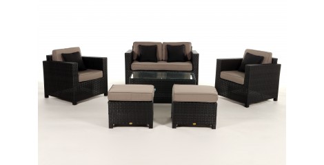 Rattan Gartenmöbel: Überzugsset Sandbraun für Luxury Deluxe Lounge