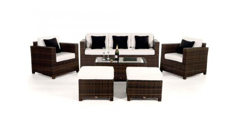 Luxury Deluxe 3er Rattan Lounge Braun