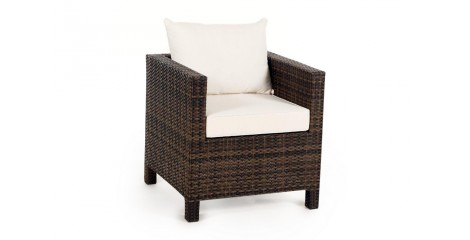 Rattan Gartenlounge Pandora Sessel mit Armlehne Mix Braun