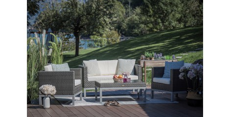 Rattan Lounge graubraun