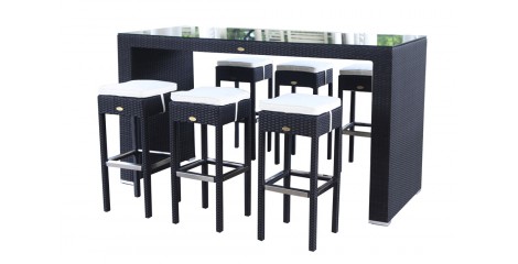 Rattan Gartenmöbel Bar Dining Schwarz