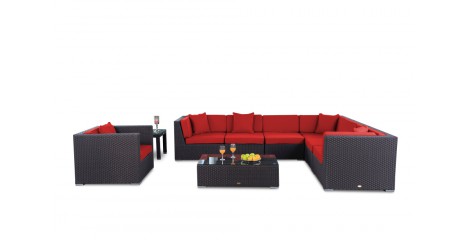 Rattan Lounge Tranquillo Loungepolster Überzug rot