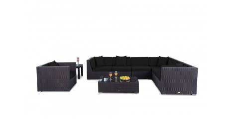 Rattan Lounge Tranquillo Loungepolster Überzug schwarz