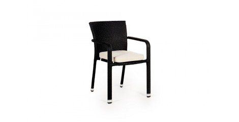 Rattan Möbel: Stuhl für Tischset Miami schwarz, stapelbar