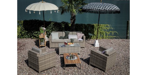 Rattanlounge Luxury 3er Lounge natural