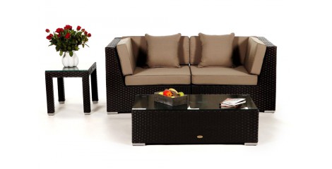 Rattansofa für draussen Sunrise braun