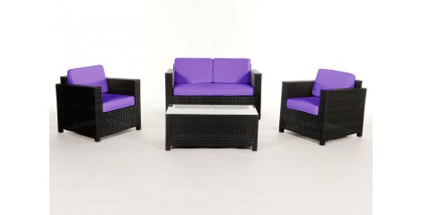 Rattan Gartenmöbel: Überzugsset Violett für Luxury Lounge