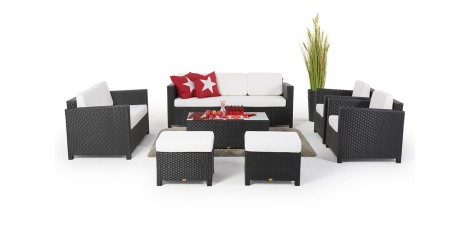 Westham Deluxe Gartenmöbel Lounge schwarz Polster beige