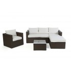 Rattan Lounge Brooklyn Braun Überzug Beige