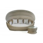 Rattan Sonnenliege Dreamland Salt & Pepper Überzug Beige