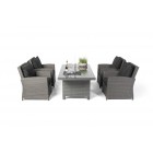 Ellis Rattan Gartenmöbel Lounge Dining Tisch Set mix grau