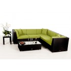 Rattan Gartenmöbel: Sahngrila Lounge schwarz, Überzug Grün