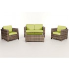 Rattan Gartenmöbel Luxury Lounge Natural Überzugset Grün