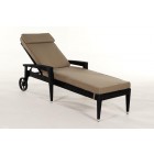 Gartenmöbel: Rattan Liege, Sonnenliege Florenz Schwarz, Überzug Sandbraun