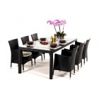 Rattan Garten Tisch Set Lotus 220 schwarz