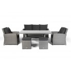 Lucy Rattan Lounge Dining Tisch Set mix grau