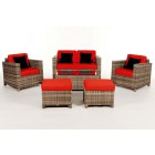 Rattan Gartenmöbel: Luxury Delux Lounge, Überzug Rot