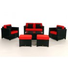 Rattan Lounge Luxury Deluxe Überzug Rot