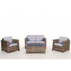 Rattan Gartenmöbel Luxury Lounge Natural Überzugset Blau