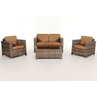 Rattan Gartenmöbel Luxury Lounge Natural Überzugset Caramel