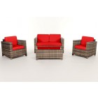 Rattan Gartenmöbel Luxury Lounge Natural Überzugset Rot