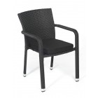 Maimi Rattan Gartenstuhl Polsterbezug Schwarz