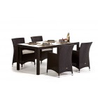 Rattan Gartenmöbel Tischset Nairobi 180 schwarz