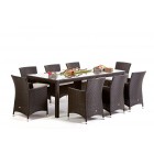 Rattan Garten Tisch und Stühle Nairobi Dining 220 Dark Braun